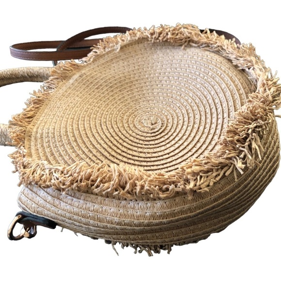 Lauren Conrad Cookie Crossbody Double Handle Straw Bag Summer Beach Festival - Picture 2 of 10